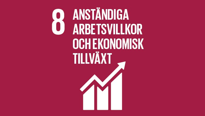 Agenda 2030, mål nummer åtta: Anständiga arbetsvillkor och ekonomisk tillväxt.
