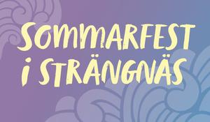 texten "Sommarfest i strängnäs" på lila bakgrund