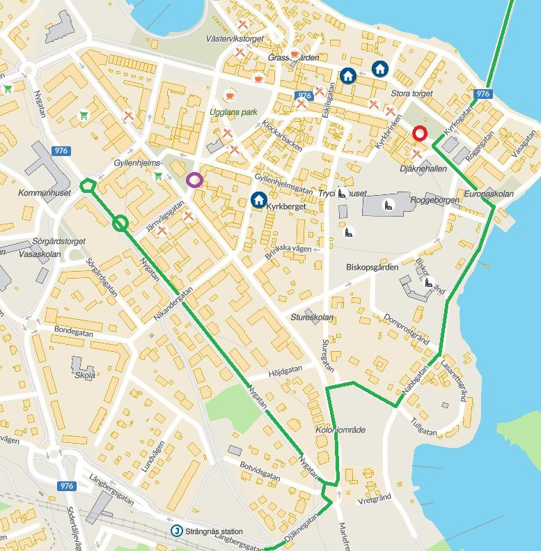 Karta över busstrafiken under marknadshelgen