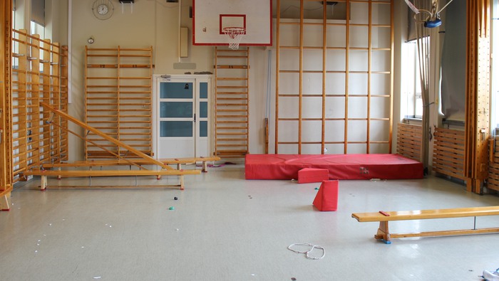 Lite gymnastiksal i anslutning till förskolan i Merlänna.